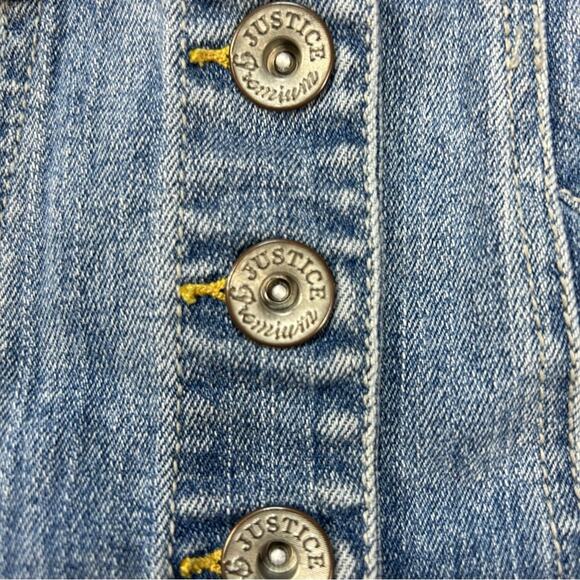 Justice Distressed Light Wash Denim Jean Trucker Jacket Sleeveless size 14 - Picture 5 of 6